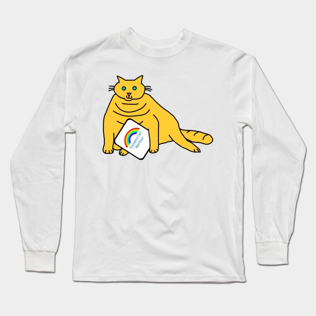 Cuddly Cat Essential Worker Rainbow Long Sleeve T-Shirt by ellenhenryart